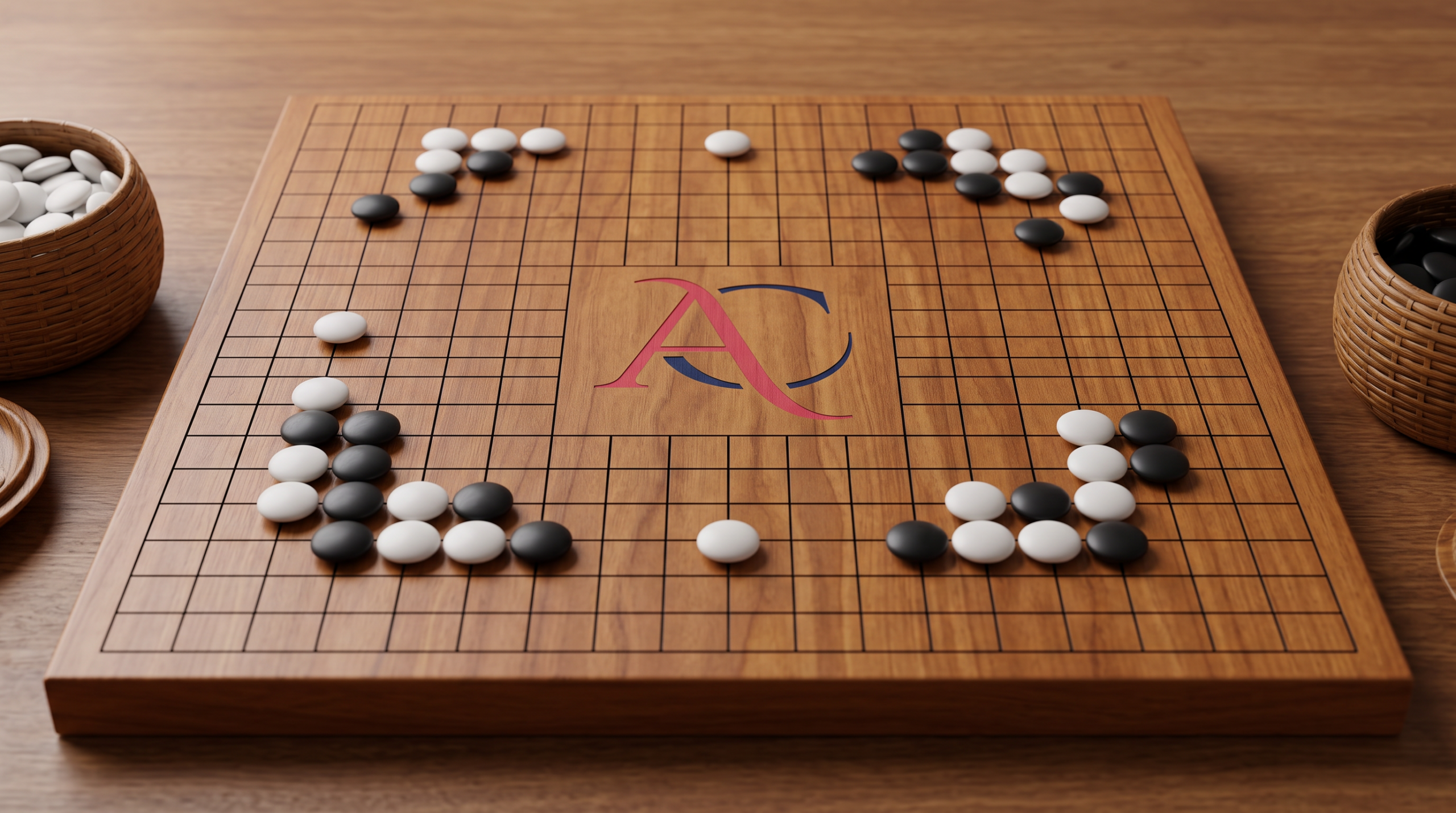 A wooden chess board with chess pieces on it